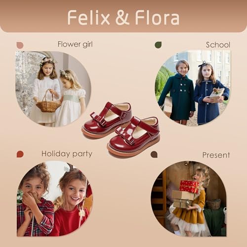 Image of Felix & Flora Toddler Little Girl Princess Dress Shoes-Mary Jane Flats for Girl Party School Shoes