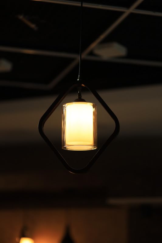 Image of Sleek Wooden and Glass Pendant Light Fixture - Elegant and Contemporary Lighting for Modern Interiors |Black|