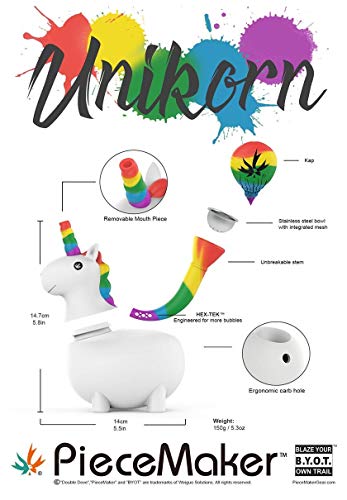 PieceMaker 'Unicorn' | 15 cm | Silikon-Bong Rainbow – Bild 3