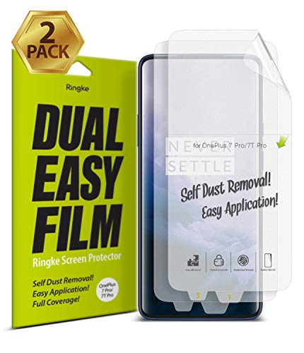 Image of Ringke PET Dual Easy Film Compatible With Oneplus 7 Pro /Oneplus 7T Pro High Resolution [Anti-Smudge Coating] Polyethylene Terephthalate Easy Application Case Friendly Screen Protector