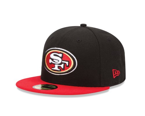NFL San Francisco 49Ers Black and Team Color 59Fifty Fitted Cap, Black/Red, 7 7/8