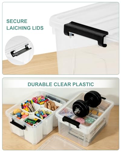 Image of EOENVIVS 17 QT Clear Craft Storage Box with Removable 5-Compartment Tray