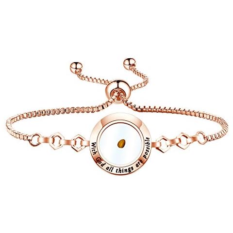 FAADBUK Christian Mustard Seed Bracelet Christian Gift With God All Things Are Possible Mustard Seed Jewelry Bracelet Religious Gift Jewelry (With God Br-RG) Cover