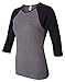 Bella Ladies' Two-Tone 3/4-Sleeve Raglan T-Shirt M Deep Heather/Black