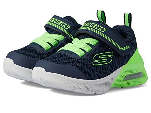 Skechers Sneaker unisex bambino Microspec Max-Gorvix, Blu navy/Lime, 7 US Toddler