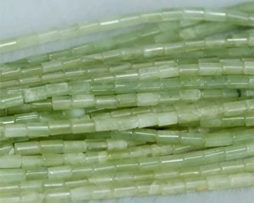 Perles de jade vert naturel tube 2x4mm pierre gemme intercalaire colonne DIY