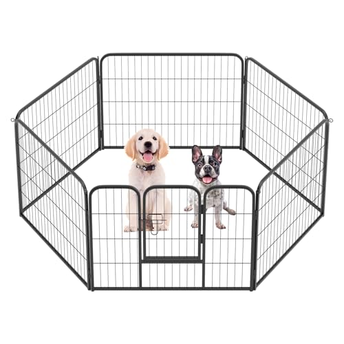 FDW Dog Playpen Dog Pen Dog Kennel 6 Panels 24 Inch Height Indoor Outdoor Folding Metal Portable Puppy Exercise Pen Heavy Duty Dog Fence for Yard Camping,Black by FDW - Used condition - US$35.35