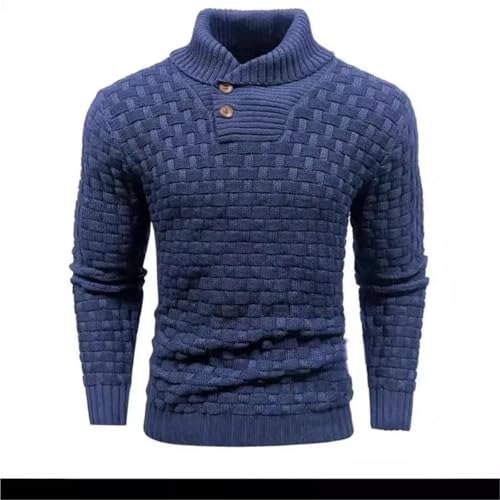 Male Pullover Plaid Long Sleeve Knitted Top Outdoor Warmth Knitwear Autumn Winter O-Neck Sweater(Black,X-Large)3