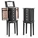 Giantex Jewelry Chest Armoire Cabinet Standing with Mirror, Wood Large Ring Necklace Storage Box Top Flip Makeup Mirror Classic 33" Tall Bedroom Armoires for Jewellery Cabinets Organizer w/ 5 Drawers