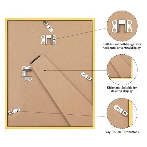 LaVie Home 8x10 Picture Frame for Wall Display, 8x10 Gold Picture Frame with HD Plexiglas, 8 x 10 Frame 1 Pack, Display Frame for Vertical or Horizontal, Classic Collection