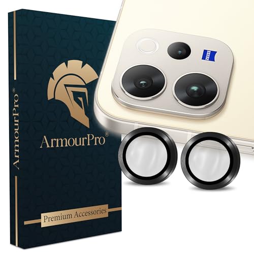 Image of ArmourPro Camera Lens Protector for Vivo V70 (6.59 Inches) Tough HD Individual Aluminum Alloy Rings 9H Camera Cover, Scratch-Resistant,Camera Lens Protection| Black, 1 Pack