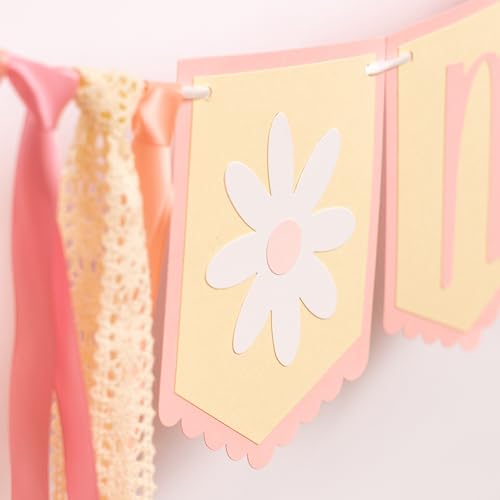 GIOGUK Banner Daisy One High Chair - Decoração de festa de 1º aniversário com tema margarida, suprim