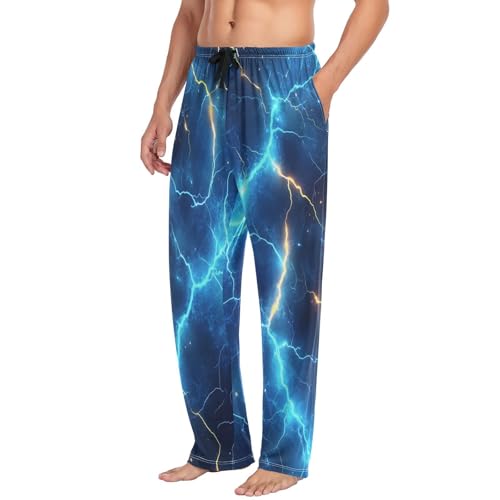 Electric Lightning Blue Pajama Pants Flash Thunderbolts Men's Pajama Bottoms Lounge Sleepwear PJs Sleep Pants M4