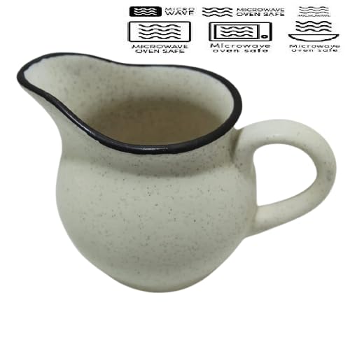 Image of Ceramic Off-White 375 ml Gravy Pot or Milk Pot Microwave and Dishwasher Safe for Serving Greavy or Milk (Mirakii 472 B)