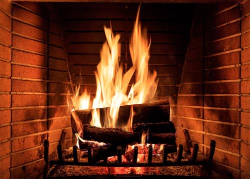 Décorations murales de Noël sans pliure effet feu de cheminée tissu 1,5 x 0,9 m