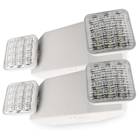 LFI Lights Emergency Lights for Business, LED Emergency Light with Battery Backup, UL Listed, Adjustable LED Heads, White Housing, Commercial Indoor Lighting, 2 Pack Cover