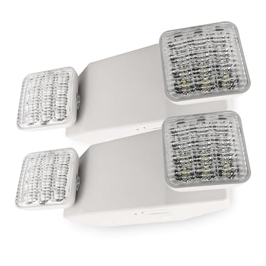 LFI Lights | Emergency Light | White Housing | Two LED Adjustable Square Heads | Hardwired with Battery Backup | UL Listed | Contractor Standard | (2 Pack) | EL-2