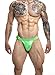 MIZOK Mens Sexy Swim Bikini Briefs Shiny Metallic Thong G-String Jockstrap Underwear with Hip Coverage Green S