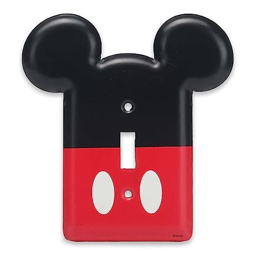 Disney Mickey Mouse Metal Light Switch Plate - Mickey Mouse Switch Plate Decoration for Kids' Bedroom, Play Room or Movie Room