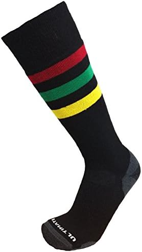 Ultimate Socks Mens Snowboard Ski Merino Wool Warm Socks Rasta Large 9-11.5