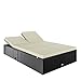 Casaria® Sonnenliege 2 Personen Klapptisch Doppelliege Wetterfest 7-Fach Verstellbar Polyrattan Liegestuhl Garten Relaxliege Schwarz Creme 200x115cm Baby,Schwarz günstig Kaufen-Casaria® Sonnenliege 2 Personen Klapptisch Doppelliege Wetterfest 7-Fach Verstellbar Polyrattan Liegestuhl Garten Relaxliege Schwarz Creme 200x115cm