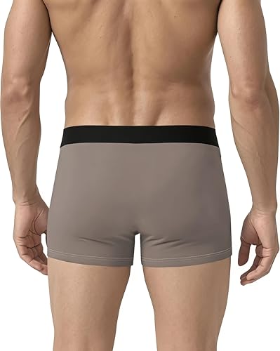 Image of Men's Soft Nylon Boxer Briefs Breathable Stretch Trunks with Elastic Waist Pack of 4