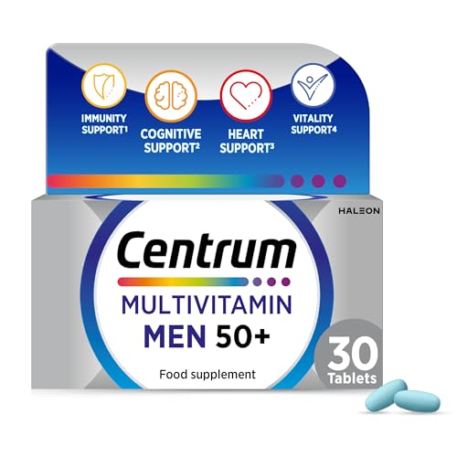 Centrum Men 50+ Multivitamins & Mineral Supplements, 23 essential nutrients including vitamin D, C, Zinc, Daily Multivitamin Tablets, 30 ct