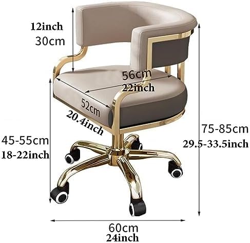 Ergonomiczne krzesło biurowe do domowego biura, krzesło biurowe ze skóry PU z podłokietnikami, nowoczesne krzesło biurowe ze środkowym oparciem i kółkami, ergonomiczna tapicerowana tokarka (/szary B)