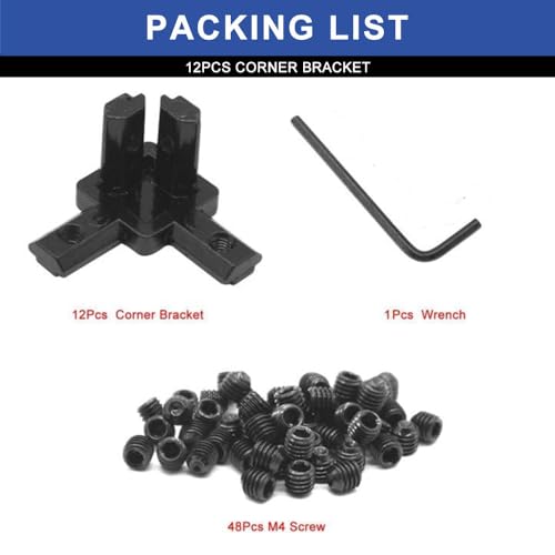 Image of 12pcs 2020 Hardware 3-Way Corner Bracket Angel Connector for 2020 Aluminum Profile 3D Printer Frame Accessories Black 2020 Aluminum Extrusion V-Slot Accessories T-Slotted with Screws