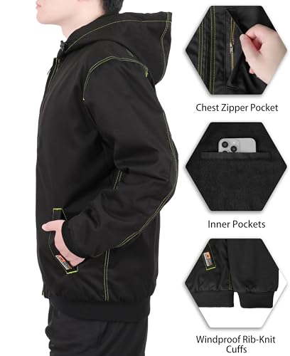 Image of VATRENUS FR Jacket for Men 11oz Fleece Lined Light Winter Coat Warm CAT3 | Flame Resistant Comfortable Workwear|Relaxed Fit Oil Resistant Water Repellent ATPV 38 Cal /cm Zipper Pocket