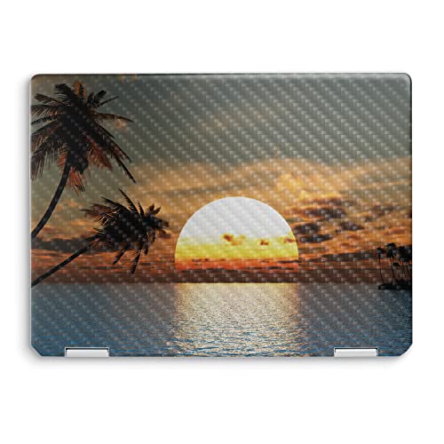 Image of MightySkins Carbon Fiber Skin Compatible with HP Spectre x360 14 inch (2022) Full Wrap Kit - Tropical Sunset | Protective, Durable Textured Carbon Fiber Finish | Easy to Apply | Made in The USA