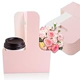 MAQIHAN 2 Cup Drink Carrier with Handle - 12Pcs Disposable Paper Cardboard Coffee Cup Holder Portable Drink Caddy Cup Carriers Foldable to go Cup Holder Food Delivery Accessories for Hot/Cold Drinks