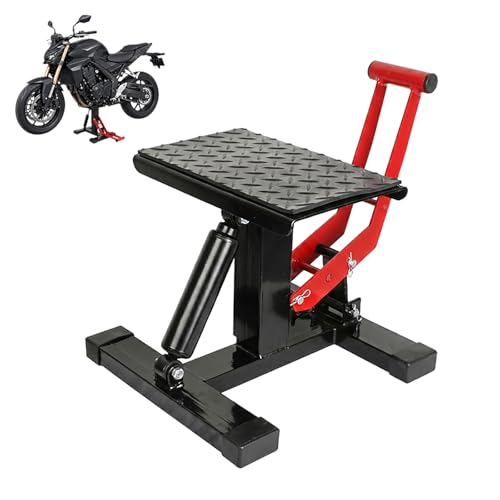 Motorcycle Lift Stand Hydraulic Dirt Bike Stand Heavy Duty Motorbike Jack with Adjustable Height Motorcycle Jack Stand for Maintenance Repair Garage Use