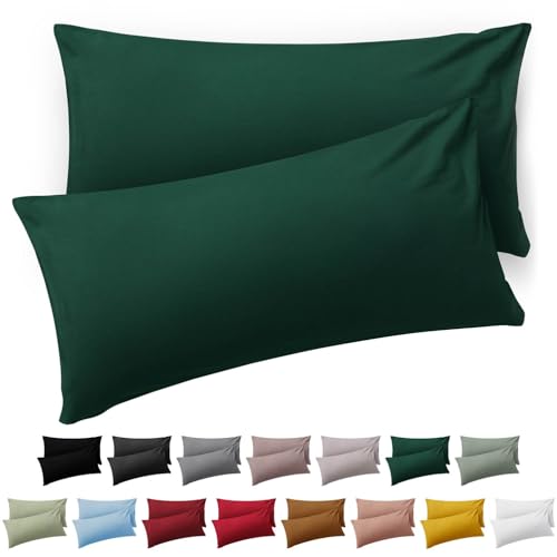 Blumtal Lot de 2 taies d'oreiller, 50 x 70 cm, certifiées Oeko-TEX, 100 % microfibre extra douce, lavable en machine, housse de coussin 50 x 70 cm, vert foncé