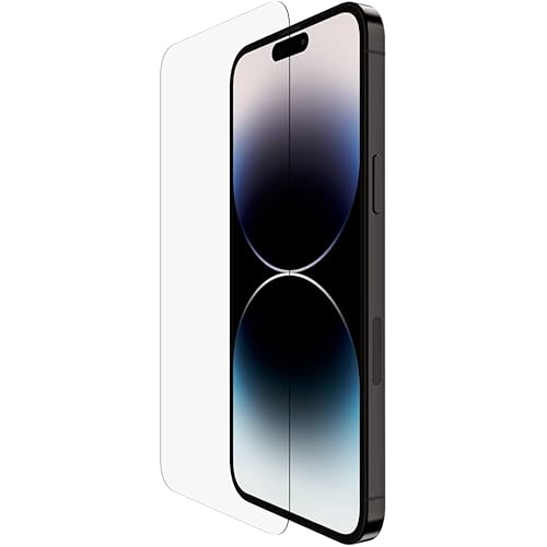 Belkin TemperedGlass iPhone 14 Pro Max Screen Protector - iPhone 14 Pro Accessories - Easy Application With Installation Guide Tray - Tempered Glass Antimicrobial Screen Protector - 9H Hardness Tested