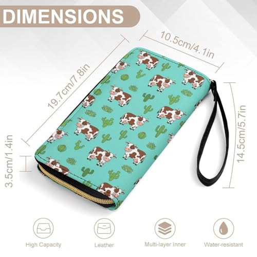 Water-resistant Multi-layer Shorthorn Cattle And Cautus Leather Wallet for Men, Portable Rope Design for Everyday Use2
