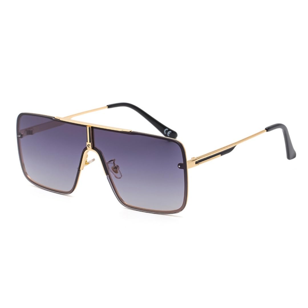 Modische Oversize-Sonnenbrille mit großem Rahmen aus luxuriösem Metall