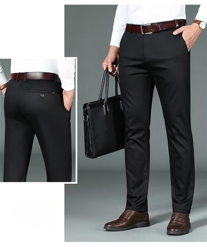 Silamone Timeless Stretch Pants, Mens Dress Pants Relaxed Fit, Dress Slacks for Men, Men's High Stretch Straight Fit Trousers3