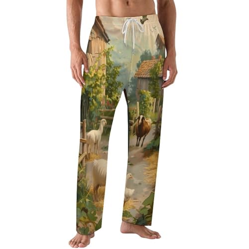 Hunt Goats Ducks Men's Pajama Pants Soft Lounge Pants Comfy Pjs Bottoms Trousers Pants Lightweight Sleep Pants