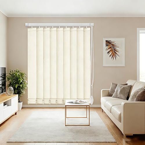 Générique Kit Complet Store Californien À Lamelles Verticales 97mm - Beige - Stores Verticaux Occultants, Rideaux en Tissu de Filtrage de La Lumière, pour...