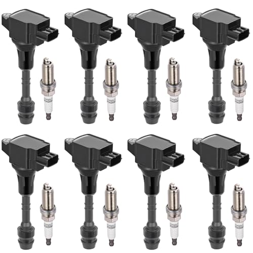 Image of BDFHYK 8 Ignition Coil Pack UF551 and 8 Iridium Spark Plug 4505 Compatible with INFINITI 07-10 QX56,Compatible with Nissan 07-15 Armada, 12-15 NV2500 NV3500, 08-12 Pathfinder Coil for 5C1729 E1051