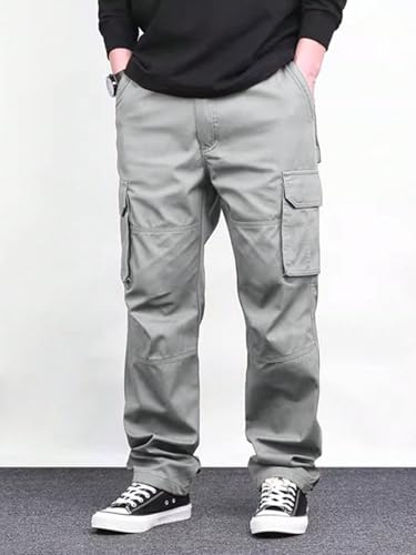 Men's Pants Men's Pocket Drawstring Waist Cargo Pants Plain Long Pants Casual2