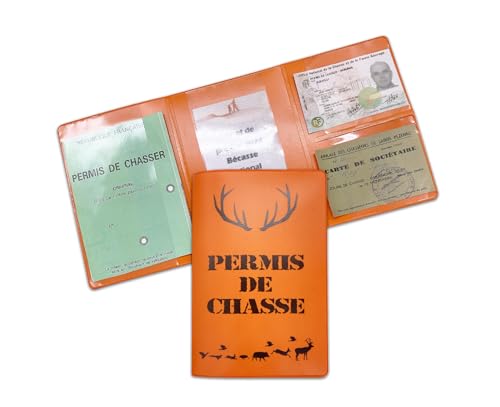 nemau - Porte Permis de Chasser 3 Volets - Gomme Expansée - Fabriqué en France - Étui Protection Document Chasse - Compatible Carte et Assurance Chasseur -...