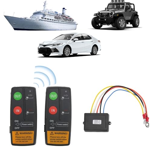 HERCHR - Télécommande De Treuil Sans Fil, Kit De Contrôleur De Treuil électrique Universel 75 Pieds De Portée 12V 24V Haute Sensibilité Accessoires De Pièces Automobiles Pour Voiture ATV Camion