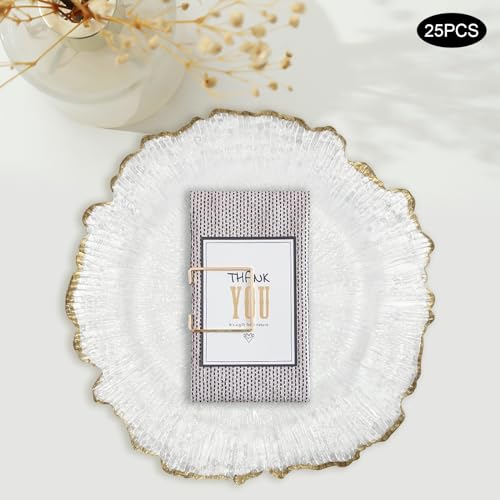 25 Platos Descartables Dorados de 12.6 Pulgadas con Borde Floral miniatura 3