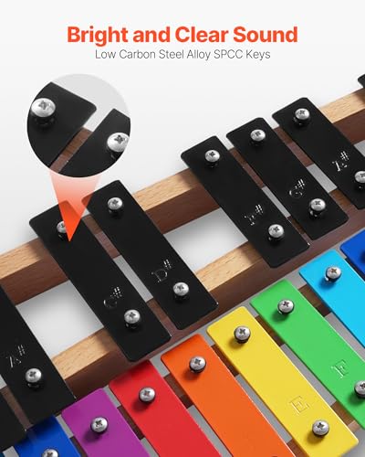 Image of VEVOR Glockenspiel Xylophone, 27 Notes, Professional Xylophone Percussion Instrument, with Colorful Metal Keys, Includes 4 Mallets, Carrying Bag, Beginner Musical Instrument Kit for Adults and Kids