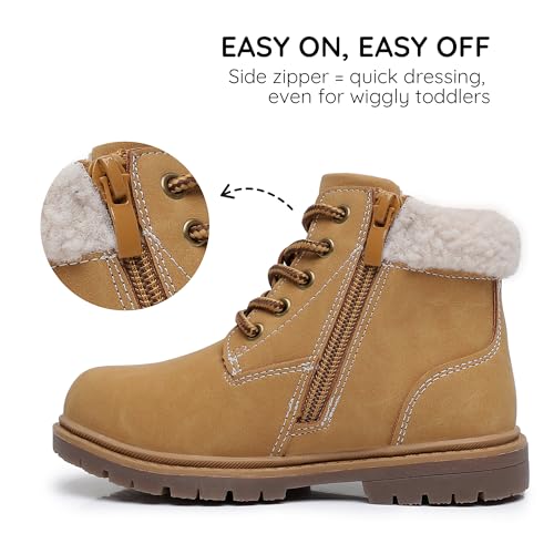 Apakowa Toddler & Little Kid Boys Girls Boots Fall Early Winter Work Boots with Side Zipper (Toddler/Little Kid)3