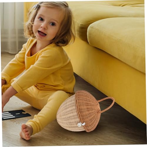 Panier rotin tressé animaux Cabilock couvercle boîte rangement durable - 5