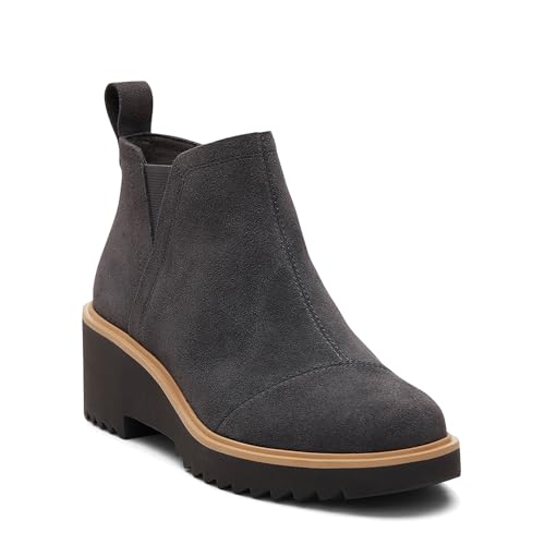 Image of TOMS Women's Maude Wedge Boot, Leather Upper, OrthoLite Insole, Side Zip, Lightweight
