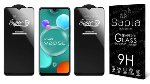 Image of Saola Hd+ Oleophobic Tempered Glass Screen Protector For Vivo V20 Se Smartphone (Pack Of 2) With Free Installation Kit. Full Screen Coverage - 6.44 Inch
